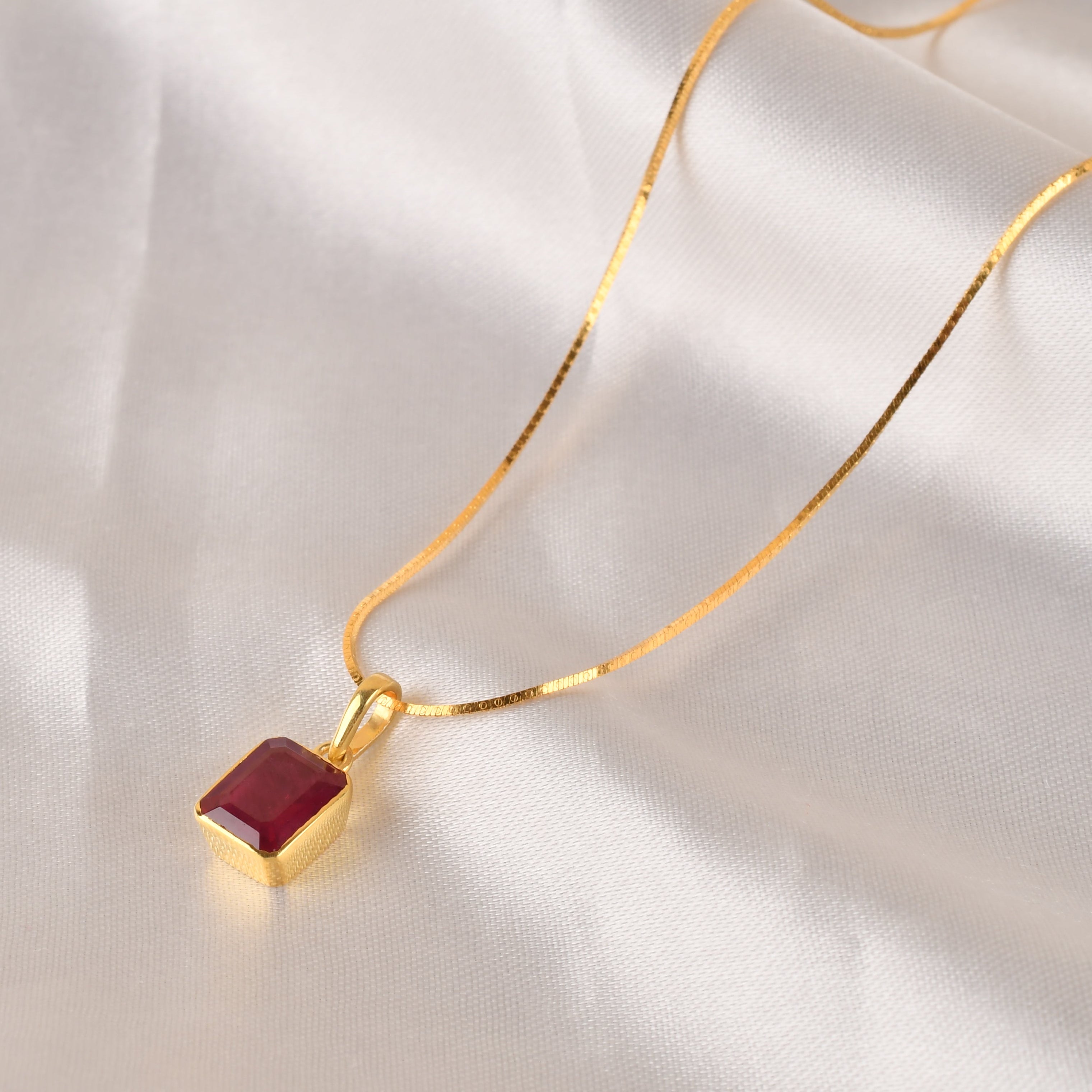 925 Silver Lab-Grown Ruby Classic Pendant