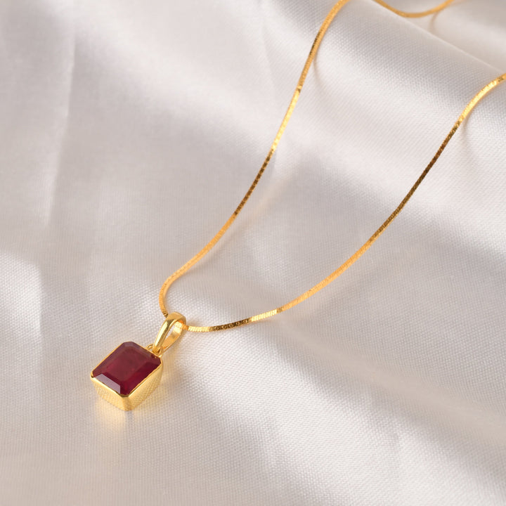 925 Silver Lab-Grown Ruby Classic Pendant