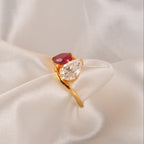 925 Silver Ruby & Moissanite Ring