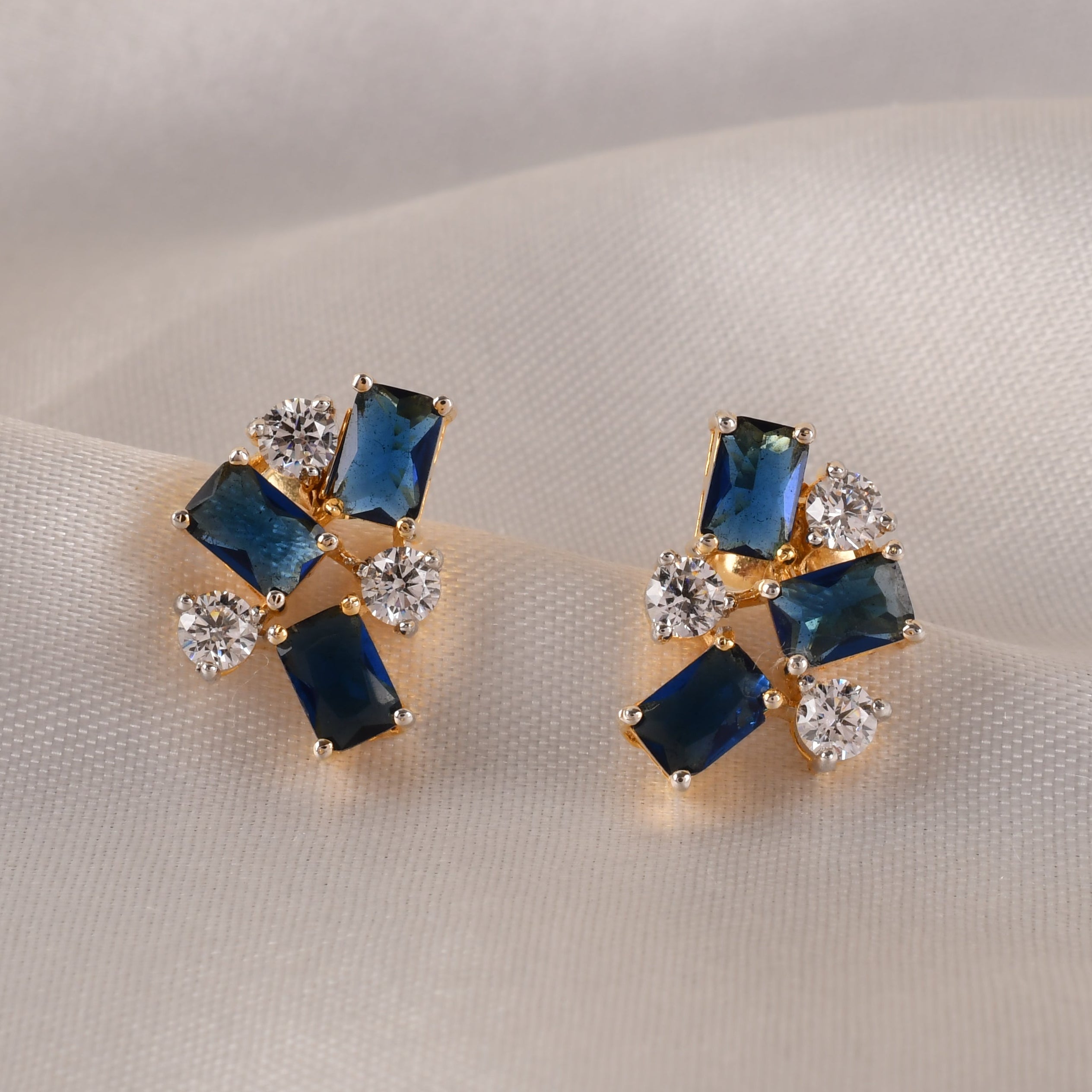 Blue Swarovski Cluster Stud Earrings