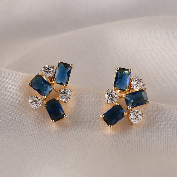 Blue Swarovski Cluster Stud Earrings