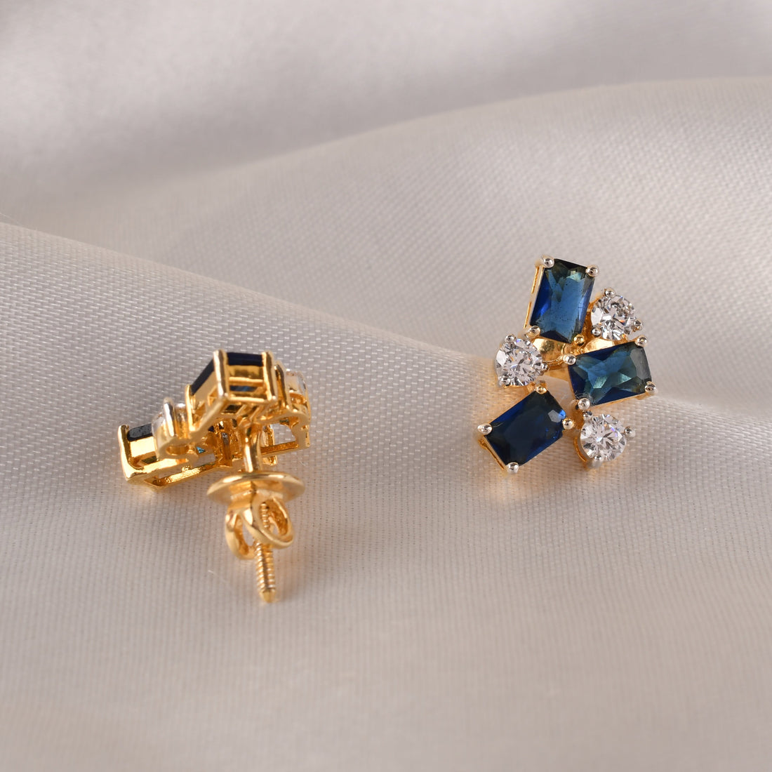 Blue Swarovski Cluster Stud Earrings