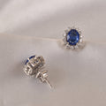 925 Silver Tanzanite Halo Stud Earrings