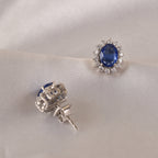 925 Silver Tanzanite Halo Stud Earrings