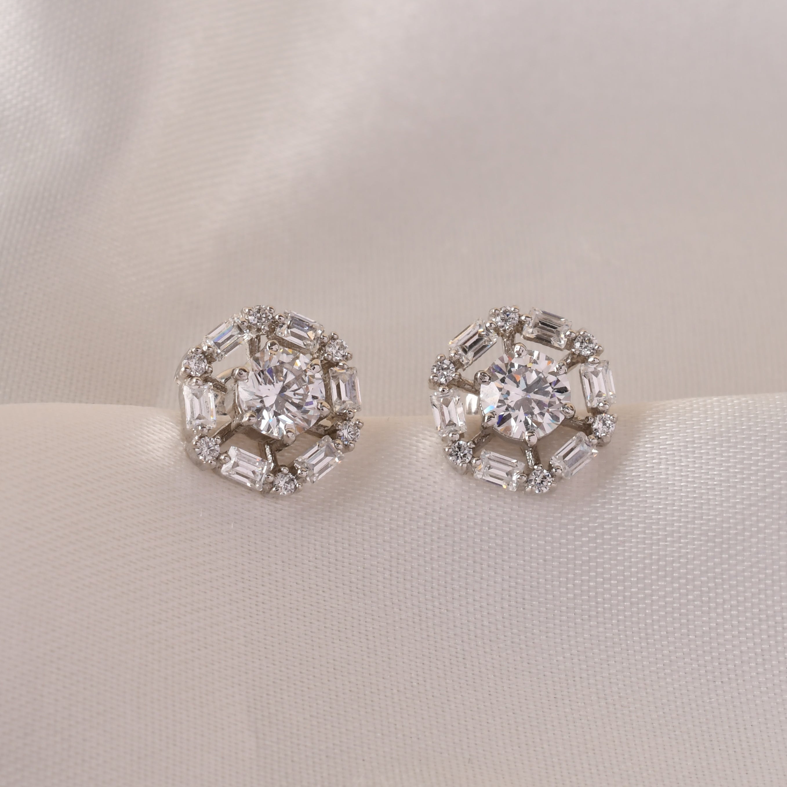 Swarovski Halo Silver Studs