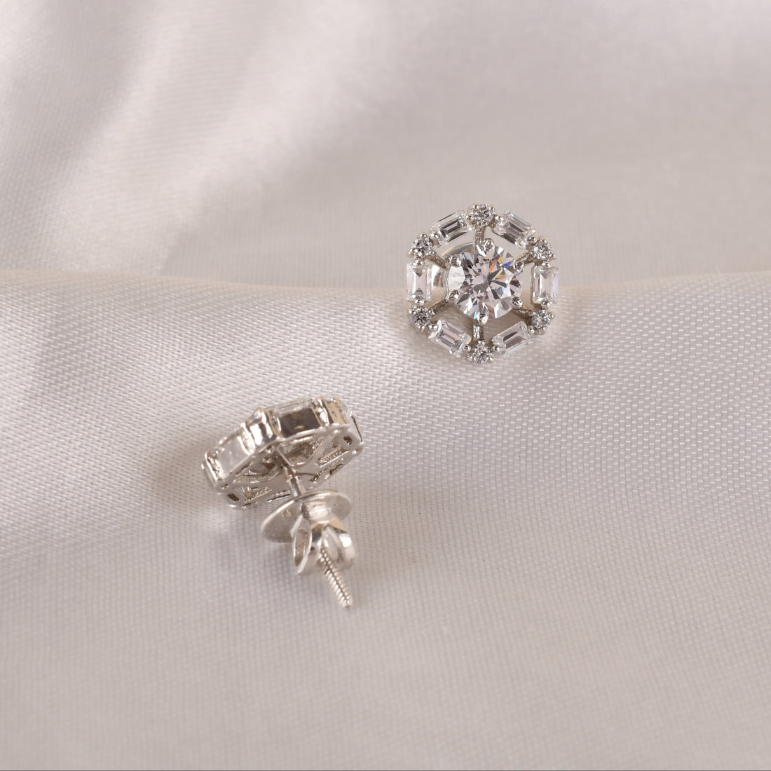 Swarovski Halo Silver Studs