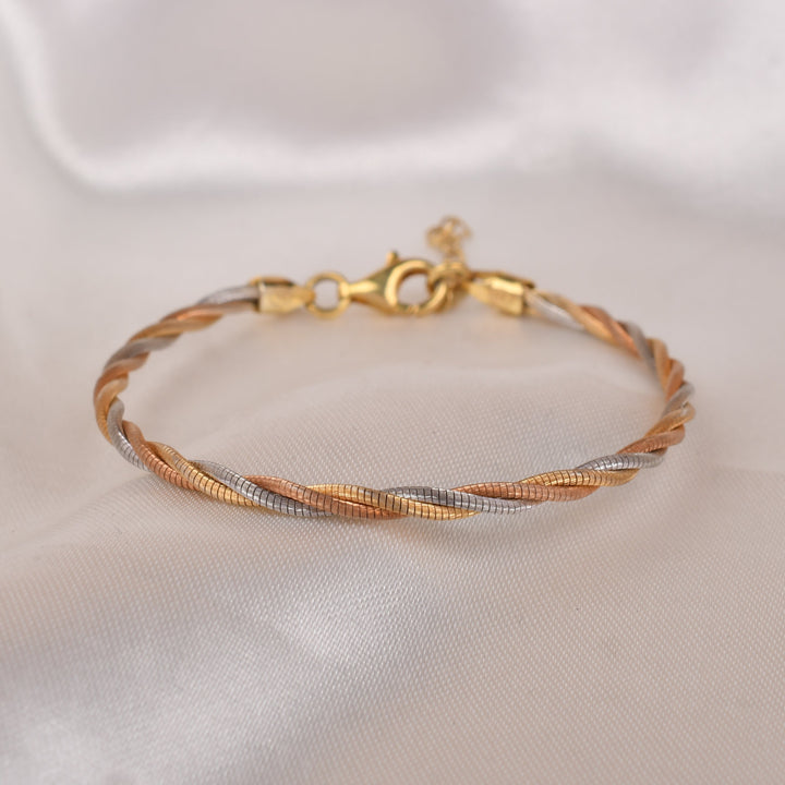 Slim Triple Tone Weave Bracelet