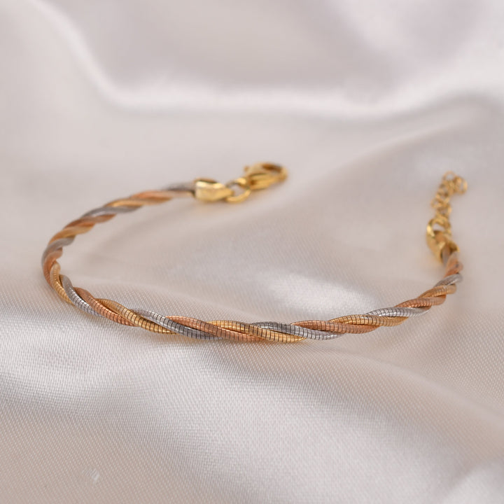Slim Triple Tone Weave Bracelet