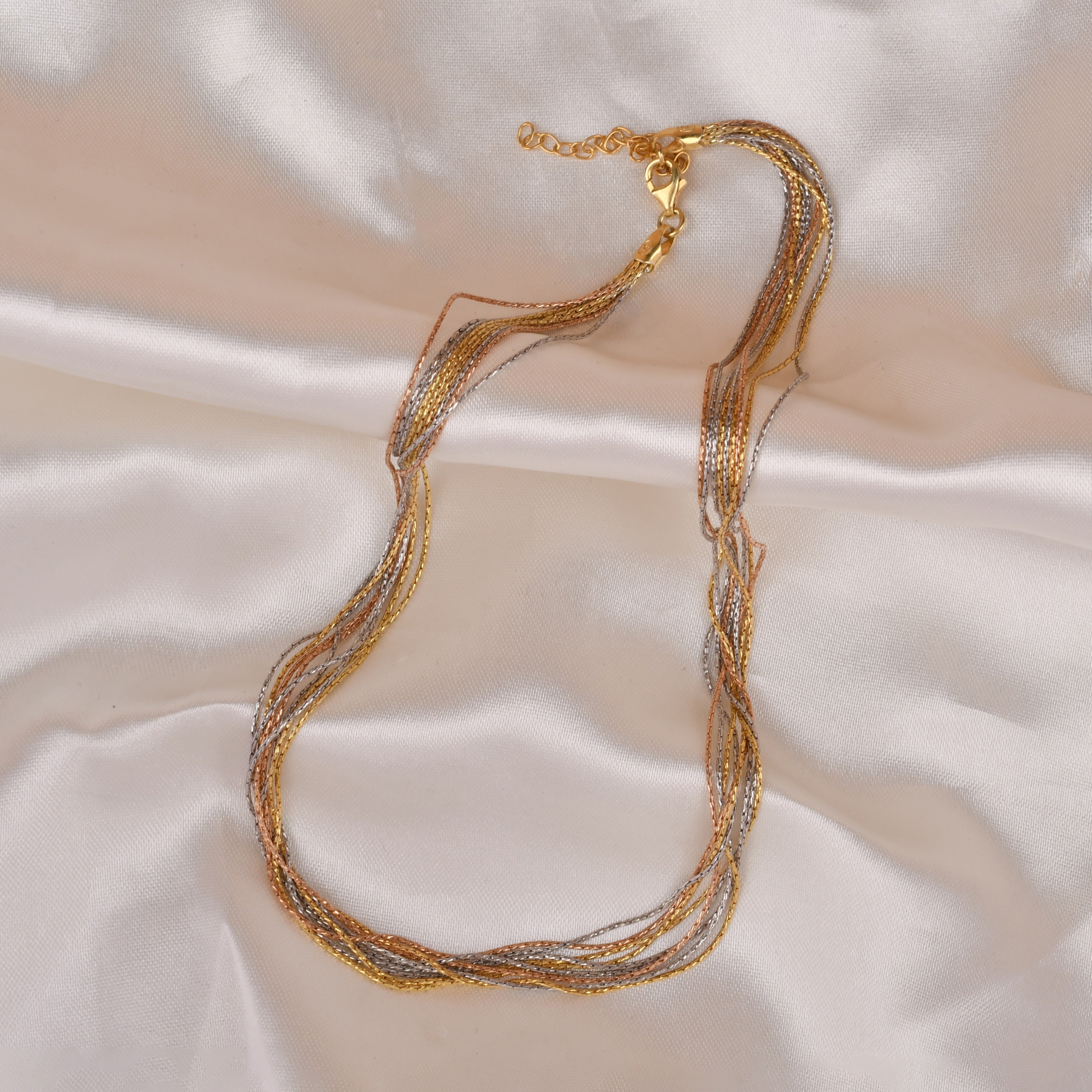 Triple Tone Multi Line 925 Silver Chain