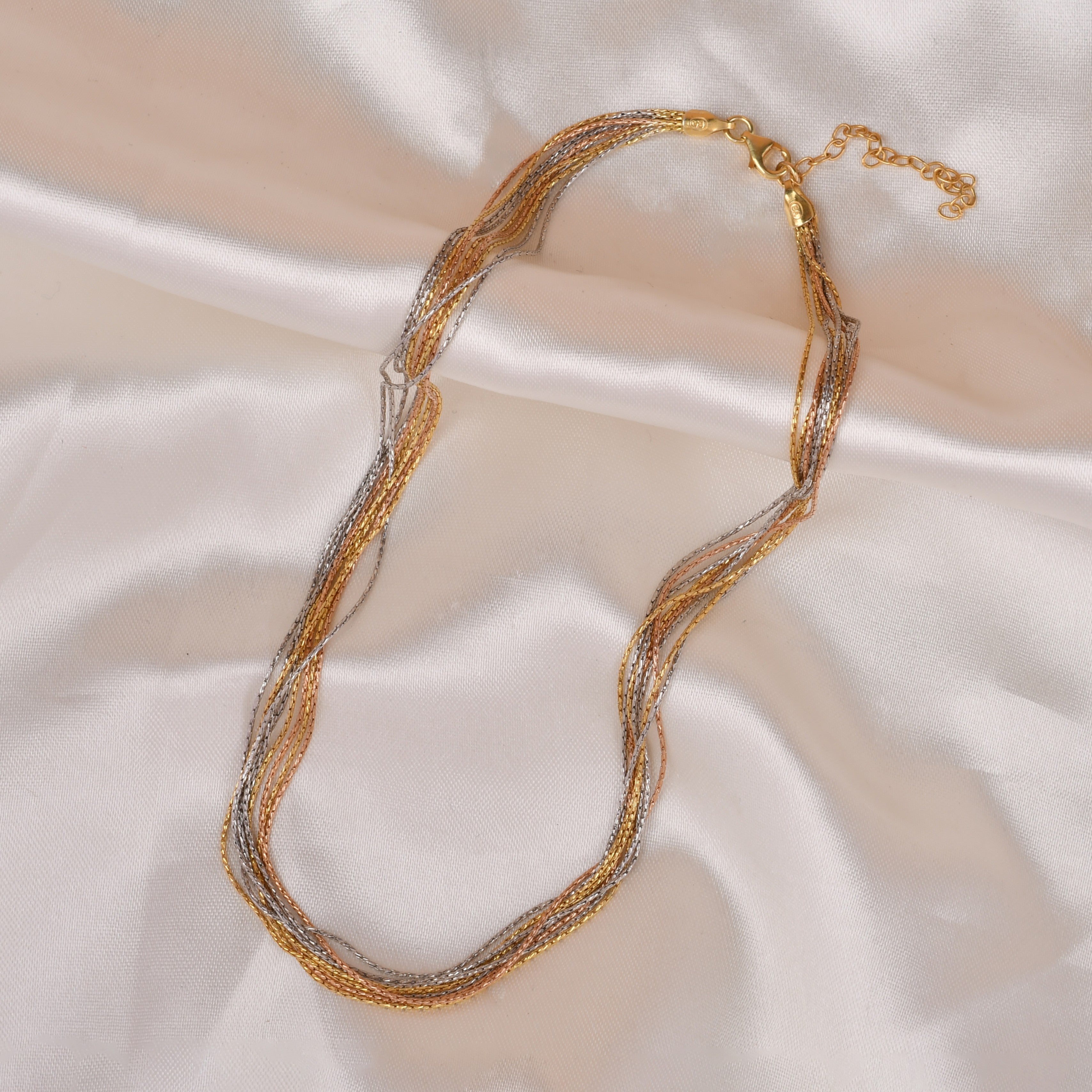Triple Tone Multi Line 925 Silver Chain