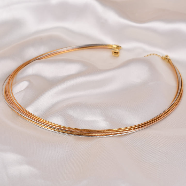Triple Tone Layered Chain Choker