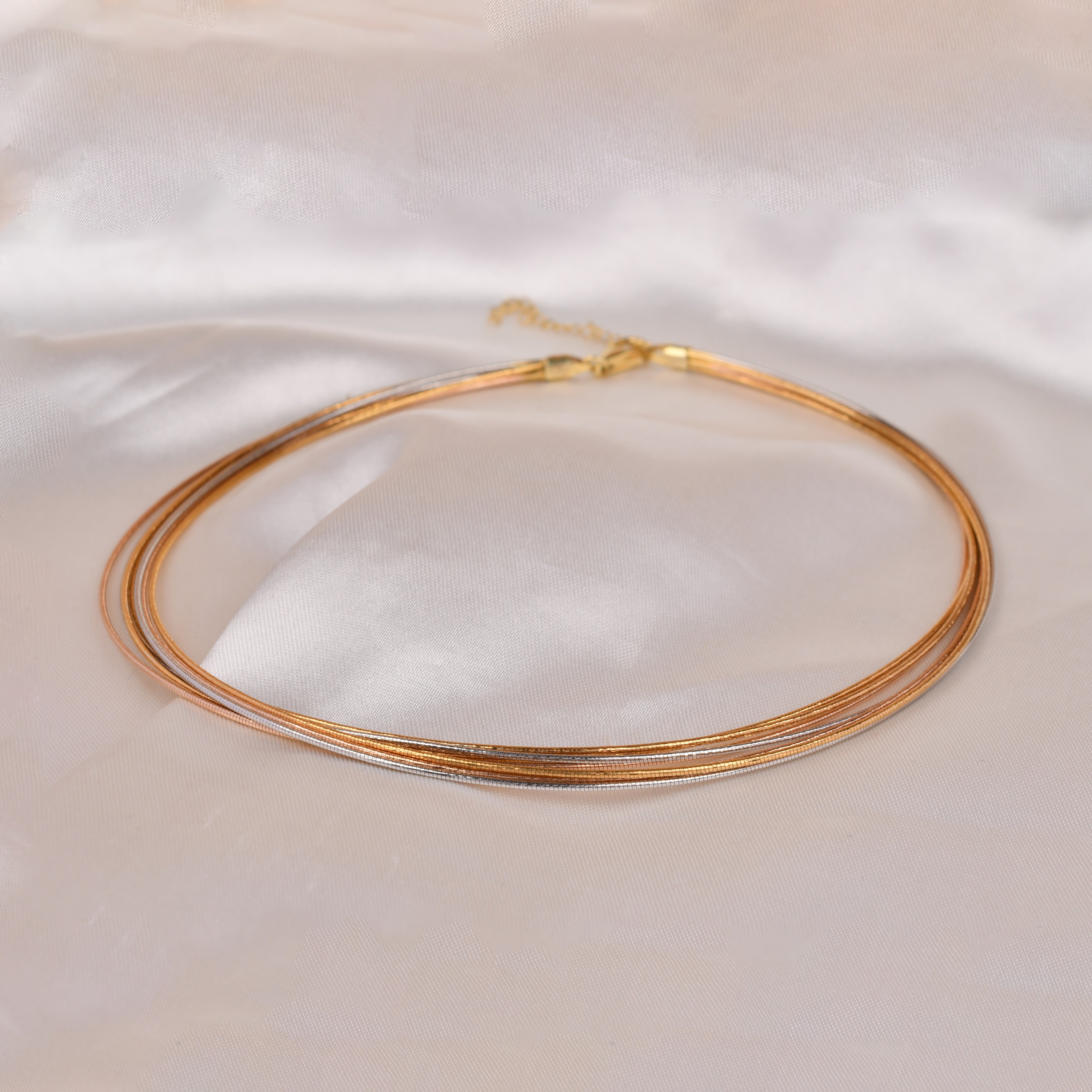 Triple Tone Layered Chain Choker