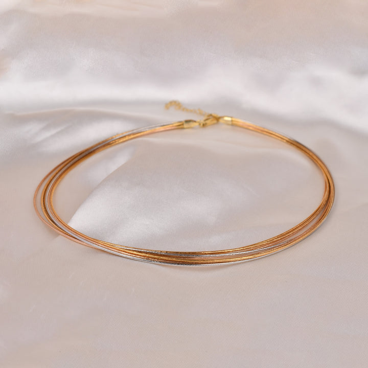Triple Tone Layered Chain Choker