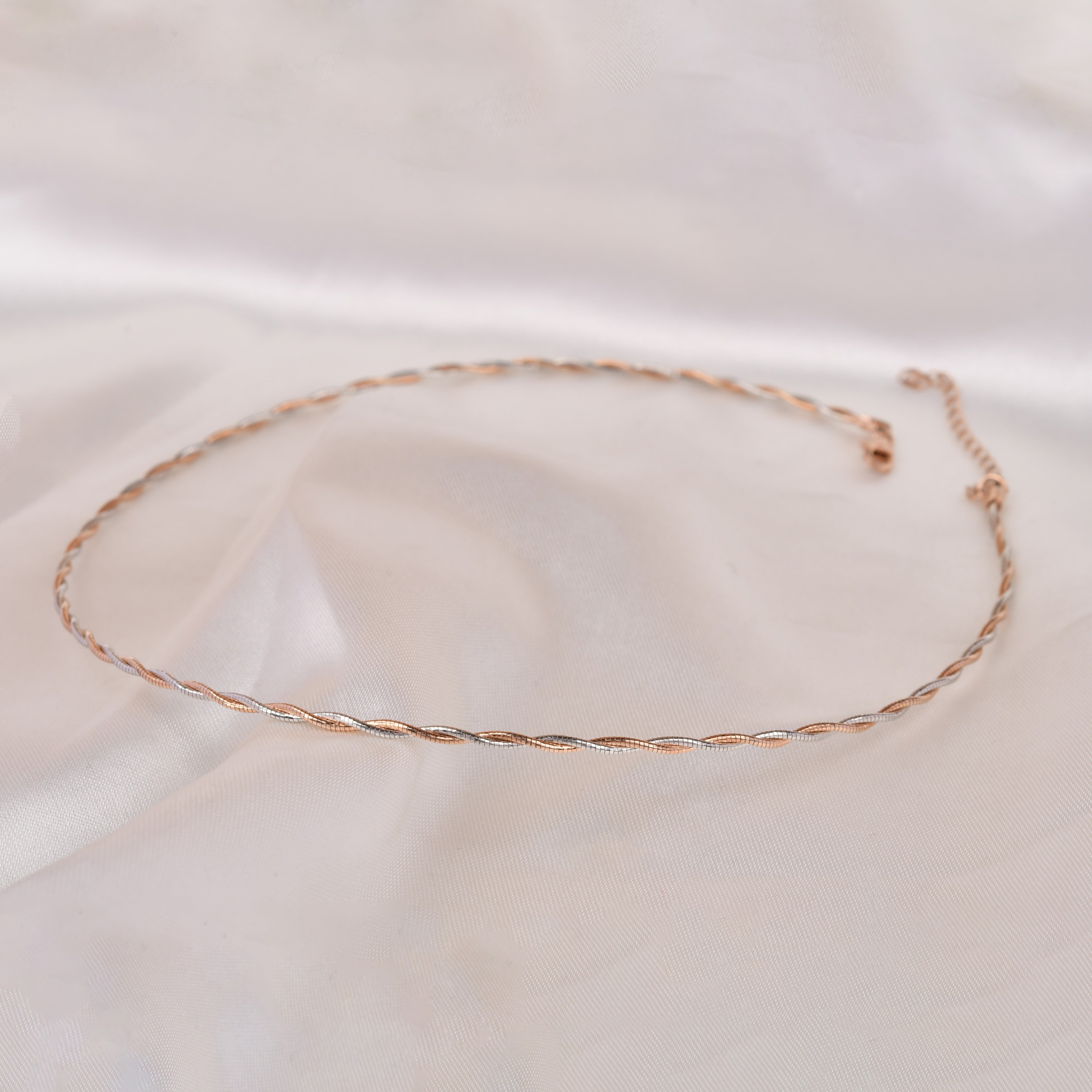 Dual Tone Twist 925 Silver Chain