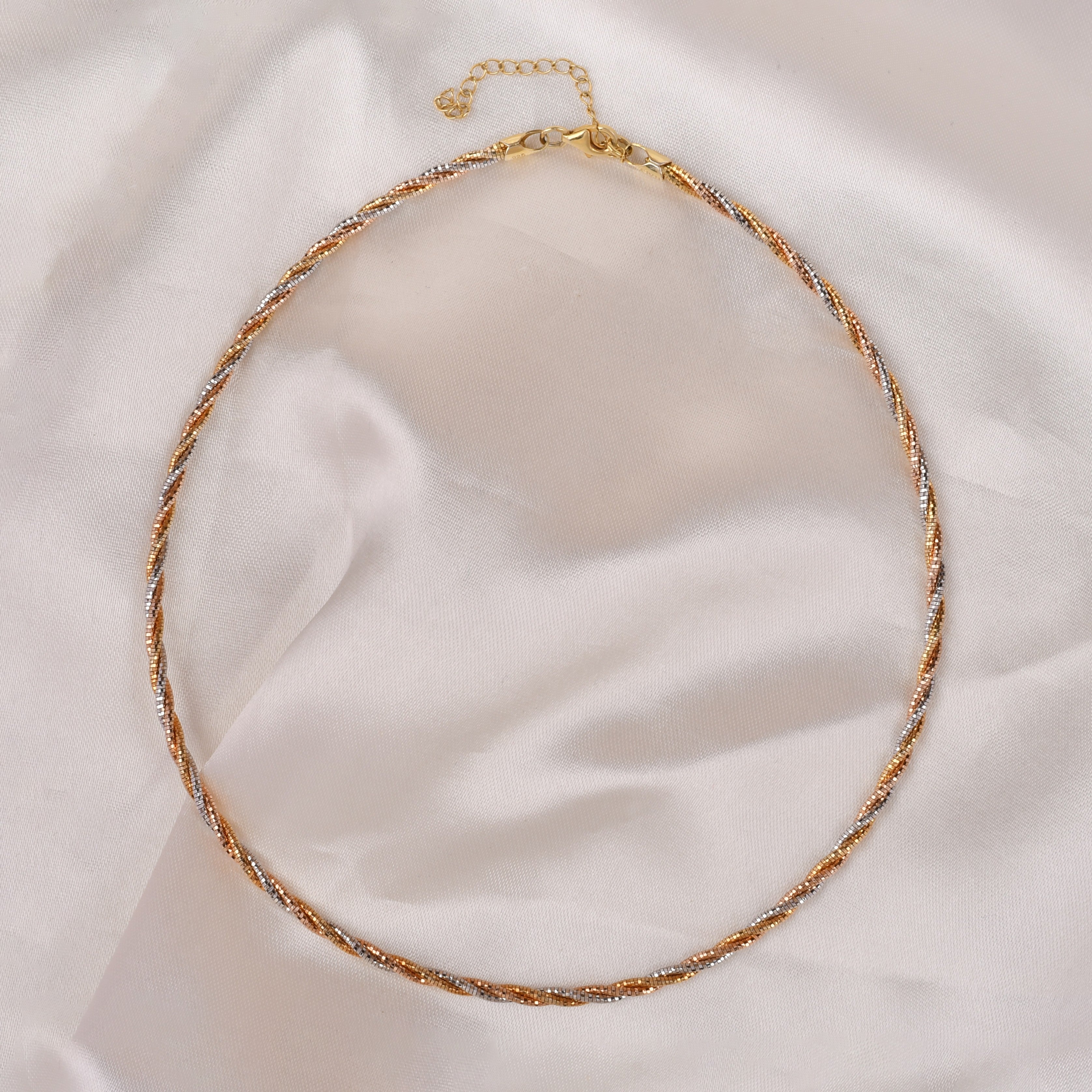 Triple Tone Twist 925 Silver Chain