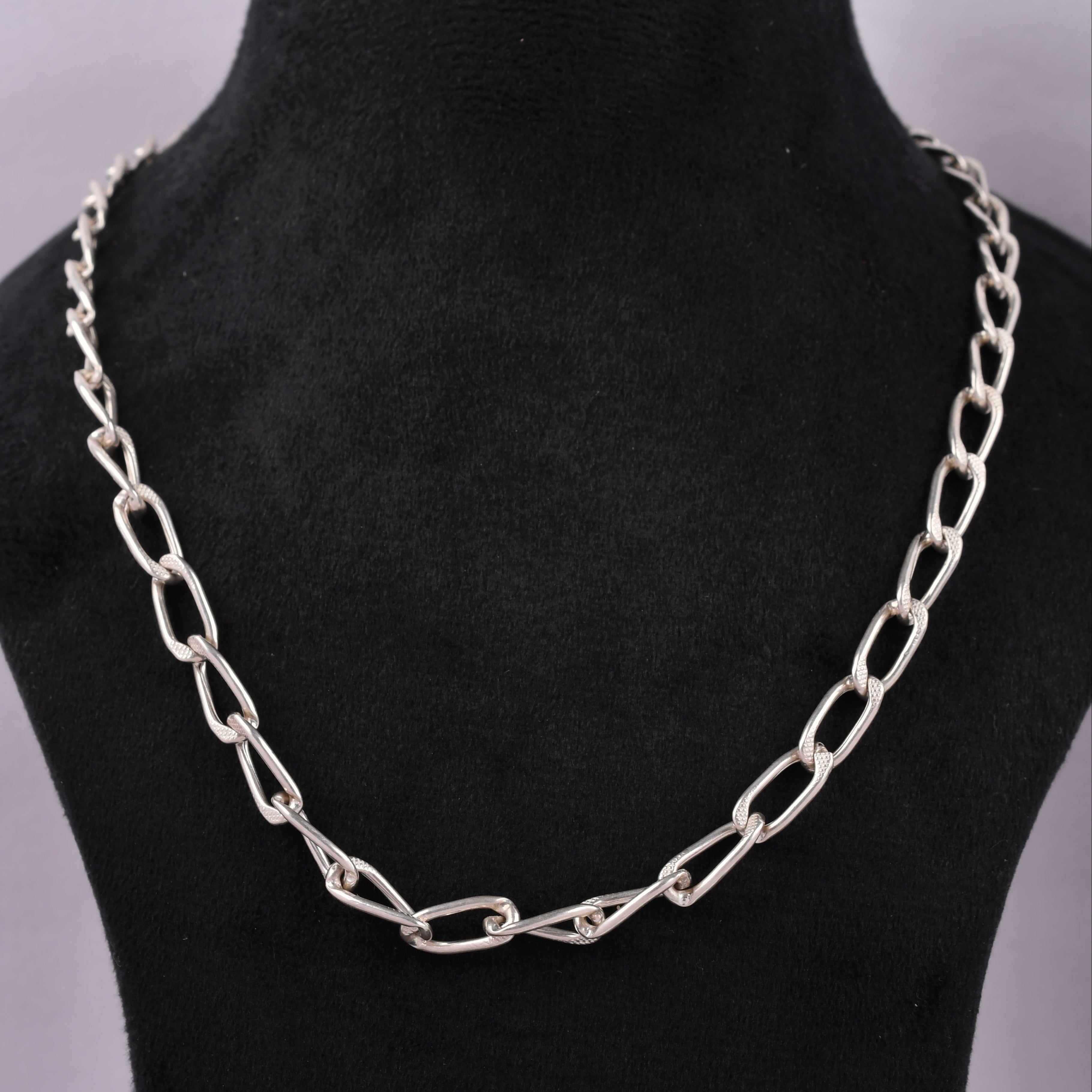 925 Sterling Silver Elongated Link Chain for Men