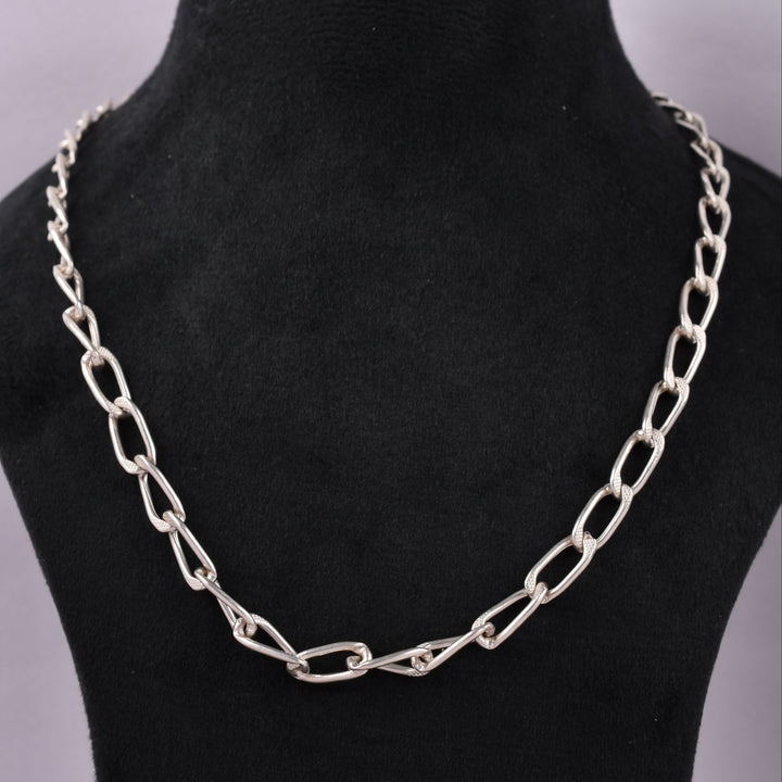 925 Sterling Silver Elongated Link Chain for Men