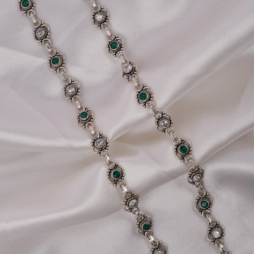 Antique Finish 925 Silver Anklet Pair