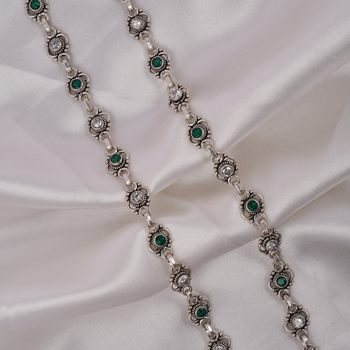 Antique Finish 925 Silver Anklet Pair