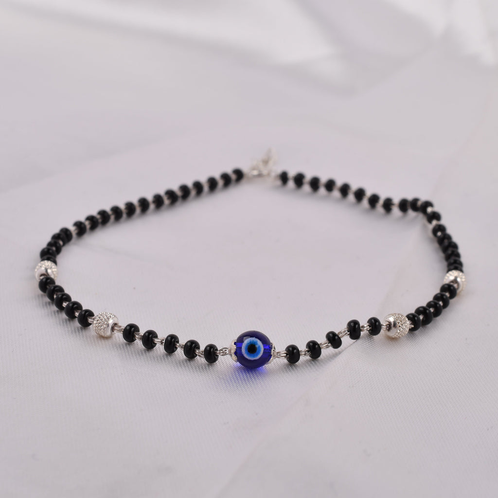 Nazar Black Bead 925 Silver Anklet