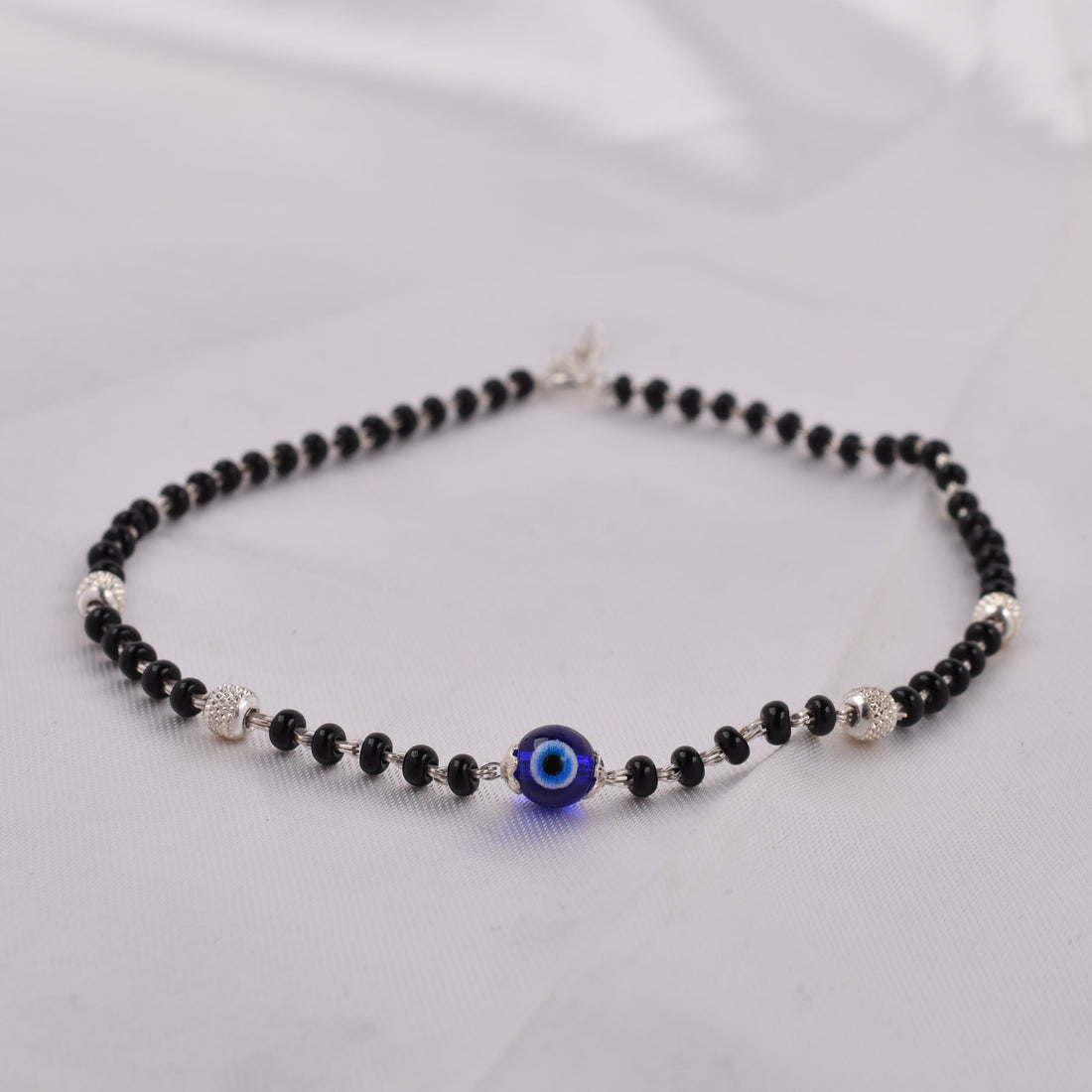 Nazar Black Bead 925 Silver Anklet