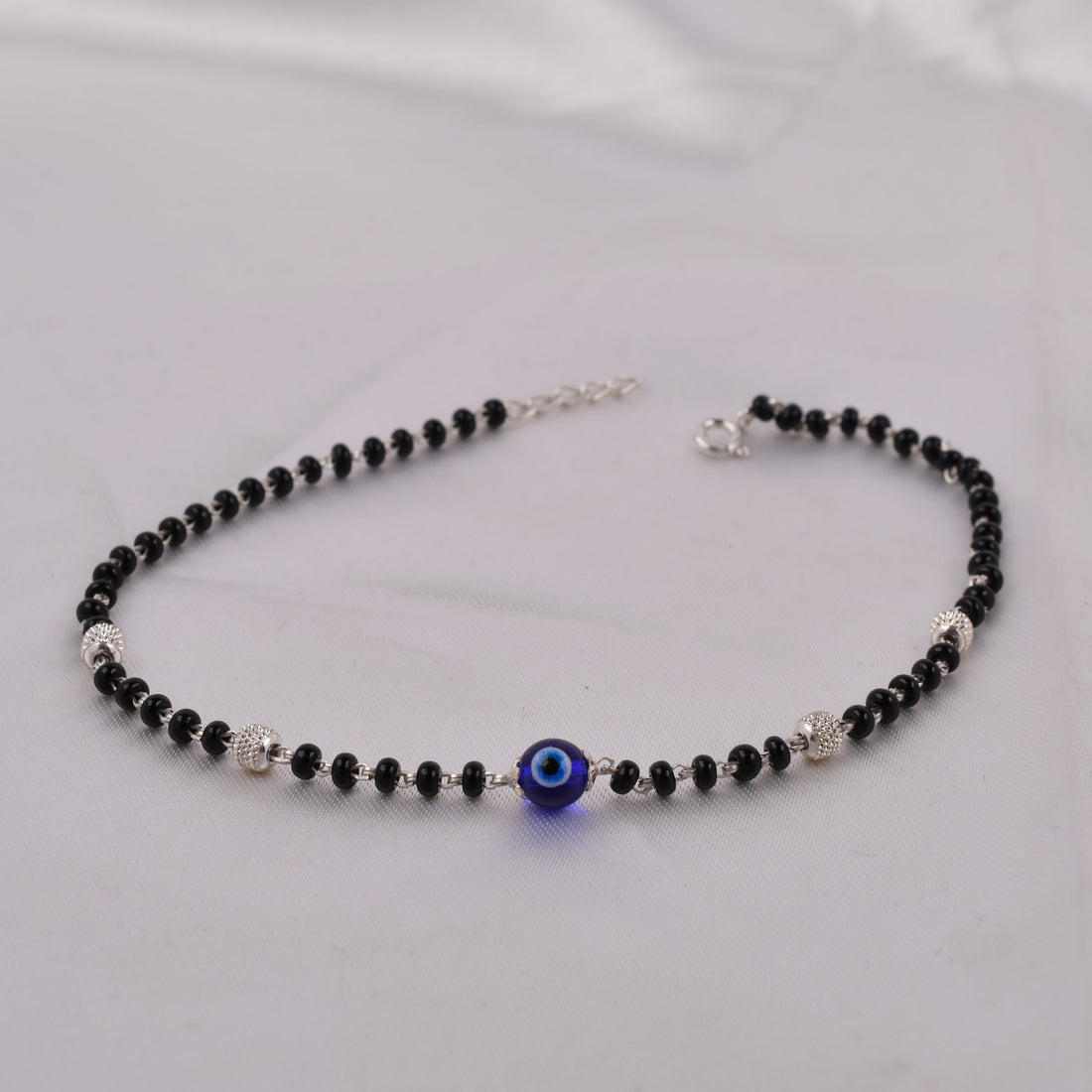 Nazar Black Bead 925 Silver Anklet
