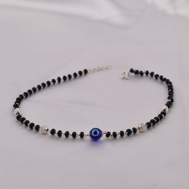 Nazar Black Bead 925 Silver Anklet
