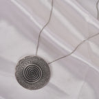 Spiral Mandala Oxidized 925 Silver Statement Pendant