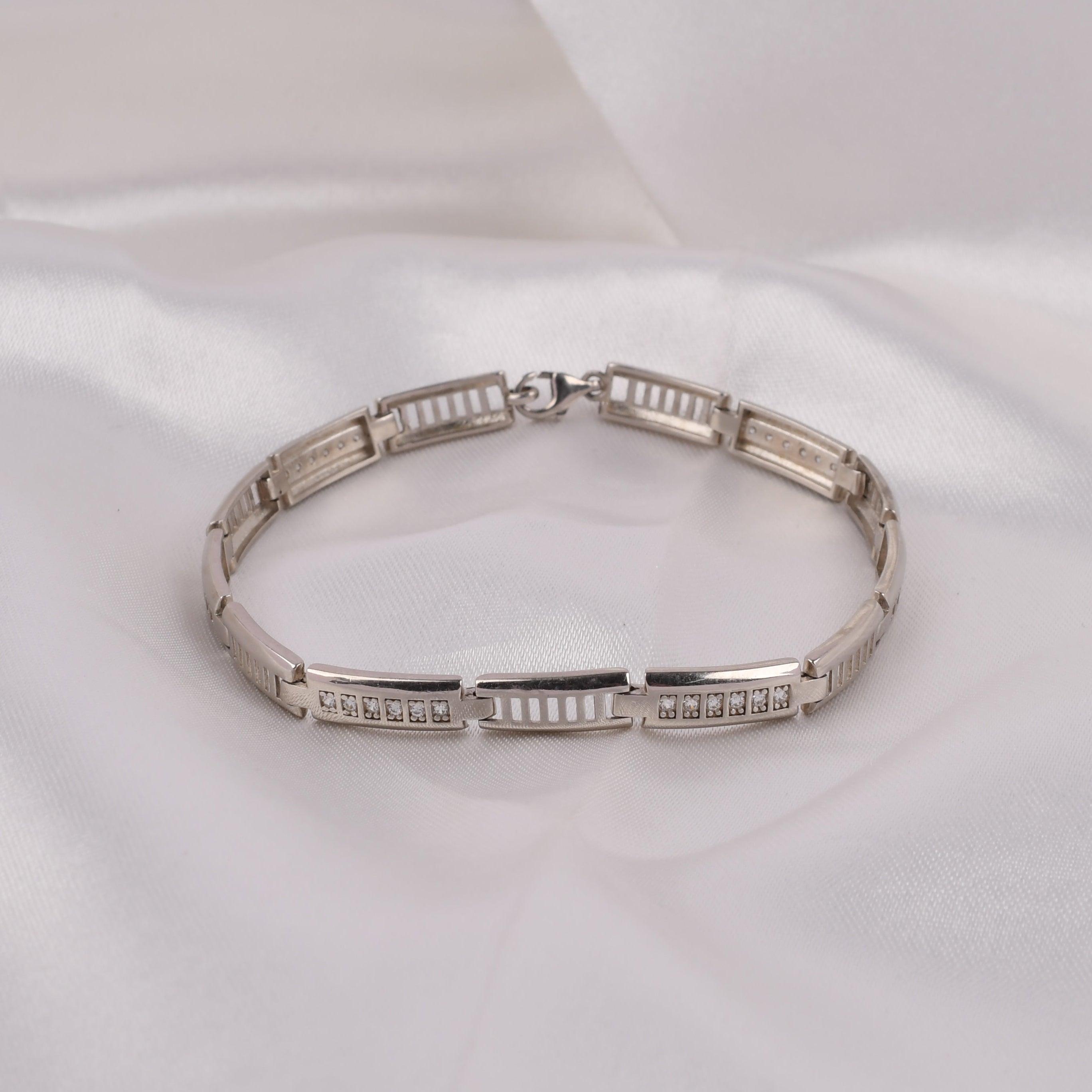 925 Silver Men's Geometric Link Bracelet