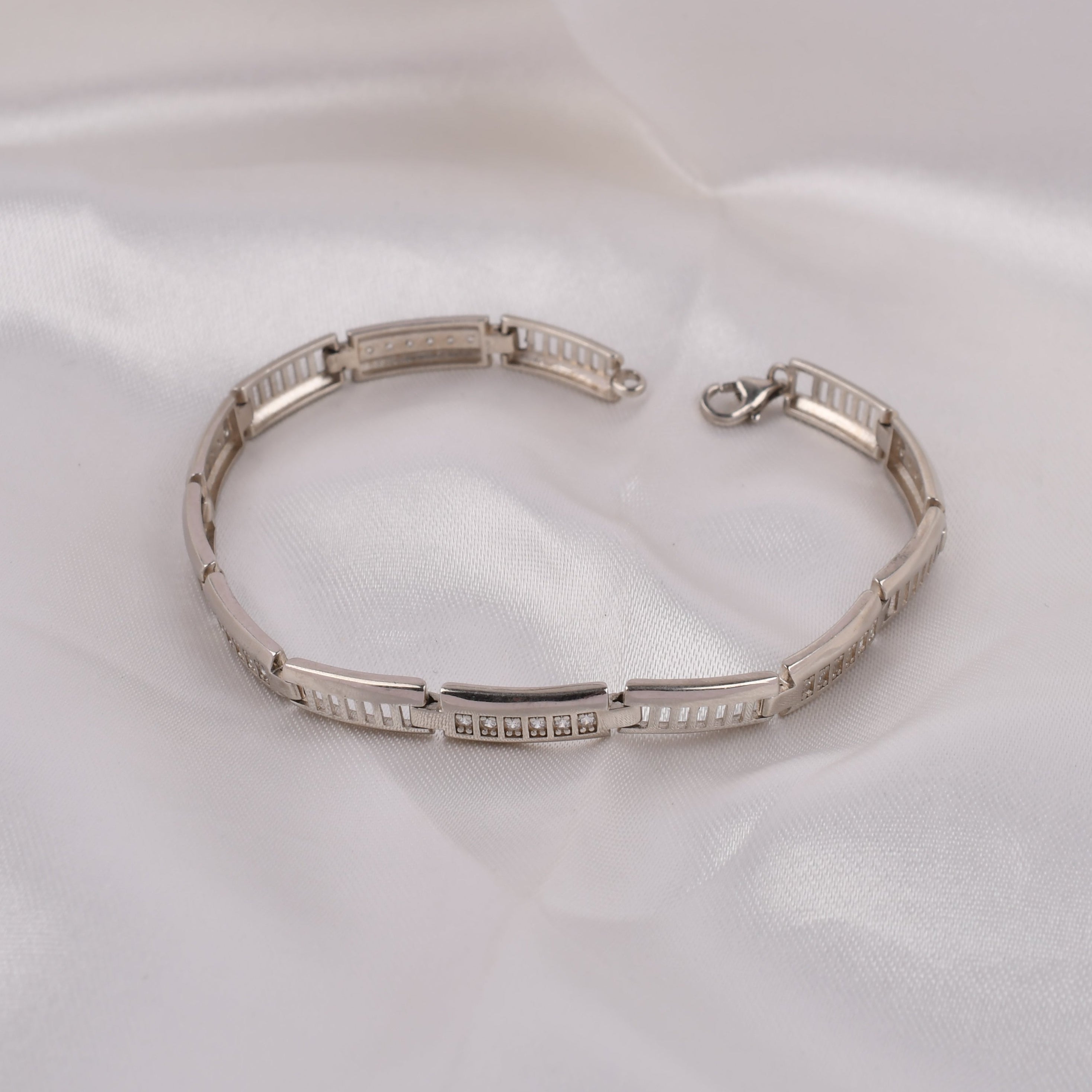 925 Silver Men's Geometric Link Bracelet