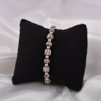 Engraved Bead Silver Bracelet