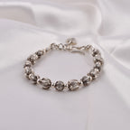 Engraved Bead Silver Bracelet
