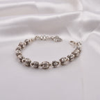 Engraved Bead Silver Bracelet