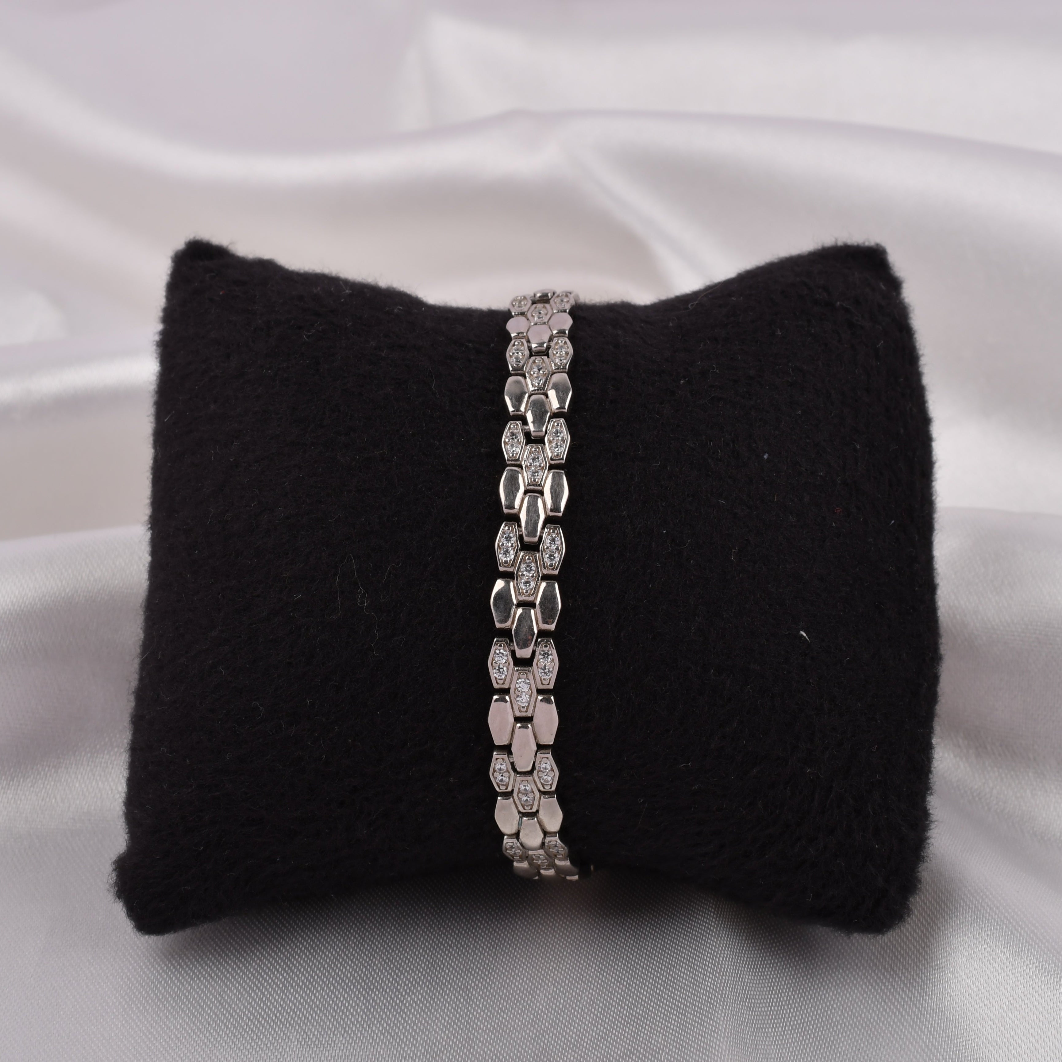 925 Silver Hexagon Link Bracelet for Men