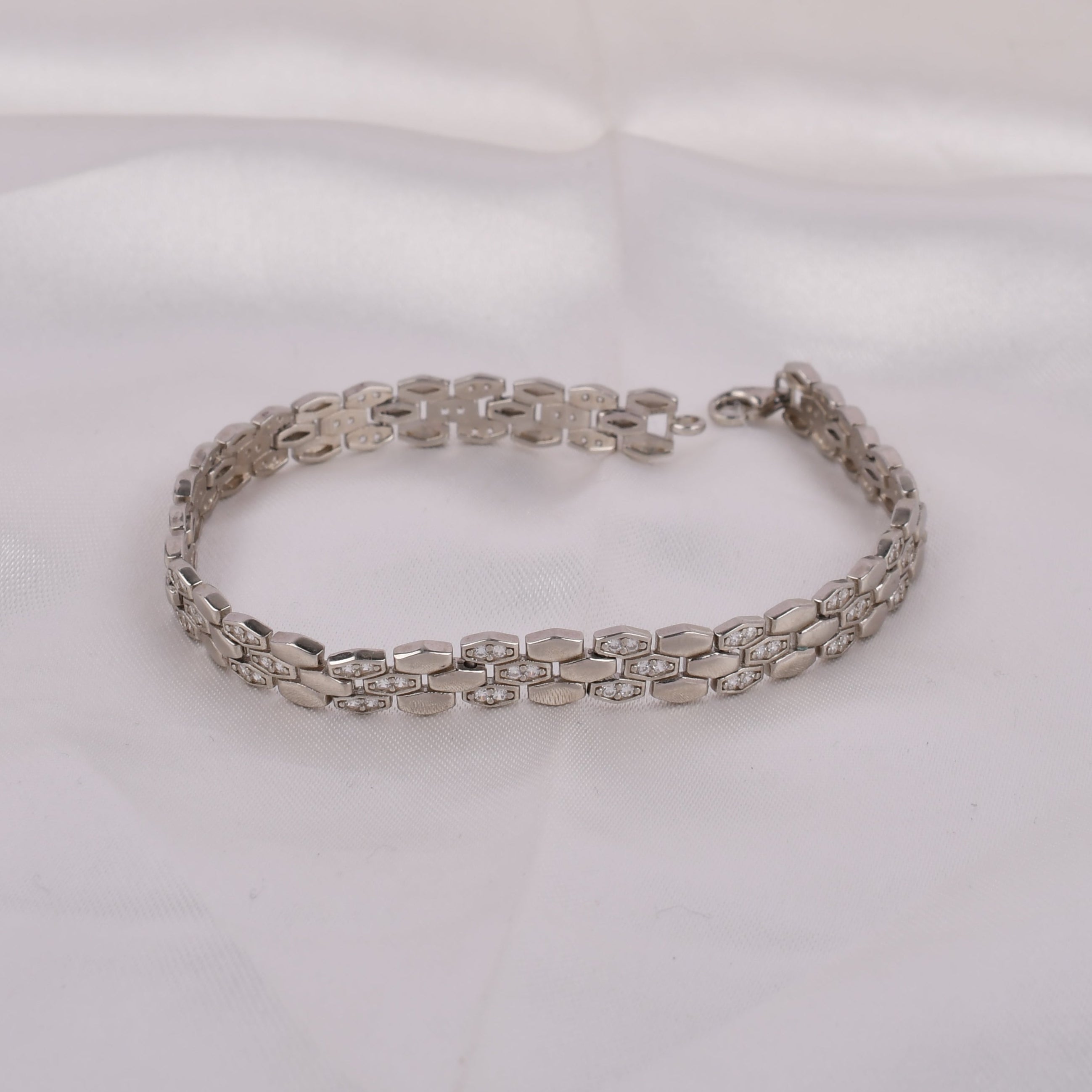 925 Silver Hexagon Link Bracelet for Men