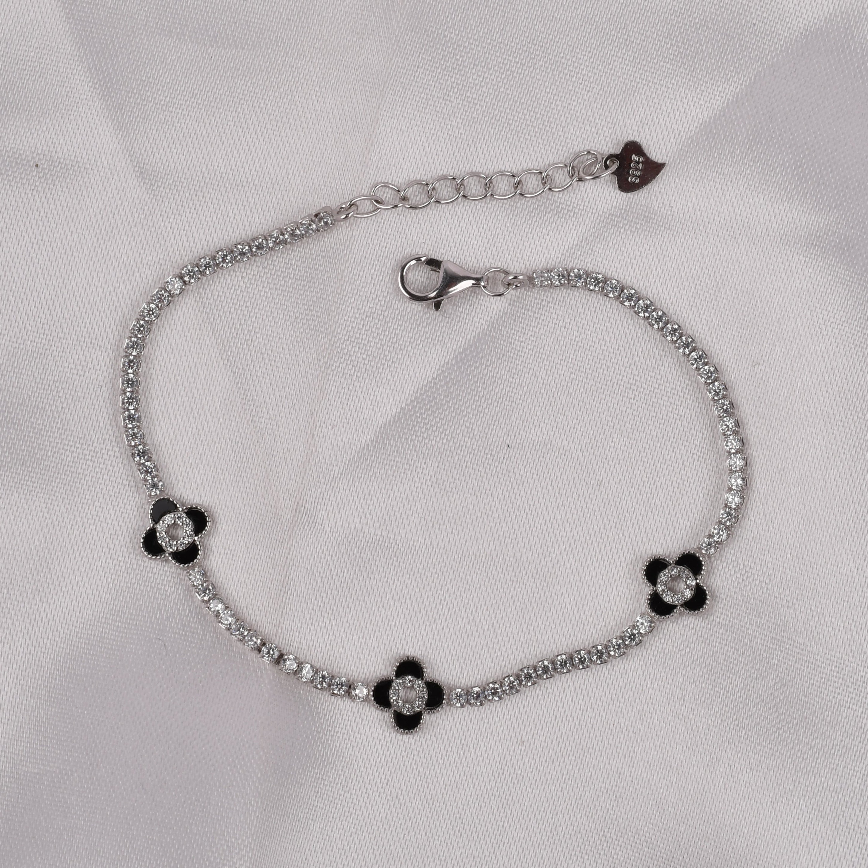 Clover 925 Silver Tennis Bracelet