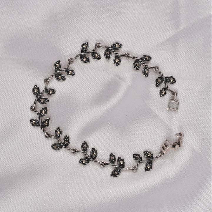 Marquise Leaf Link Silver Bracelet