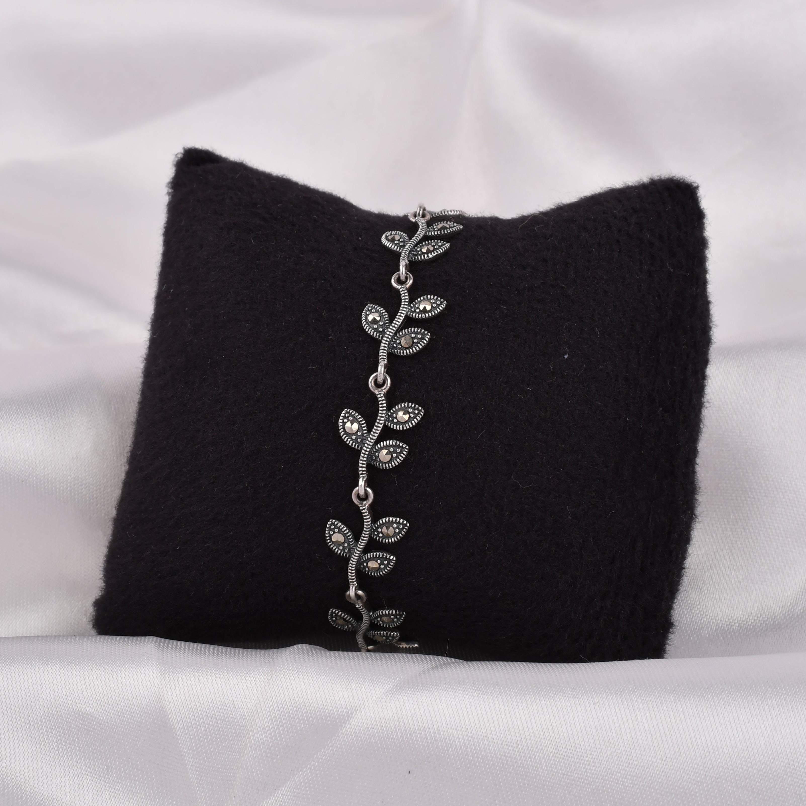 Marquise Leaf Link Silver Bracelet