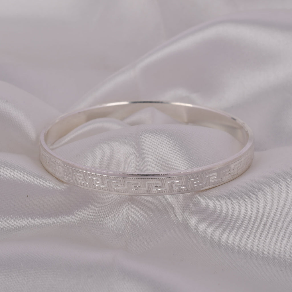 Greek Line 925 Silver Kada for Men