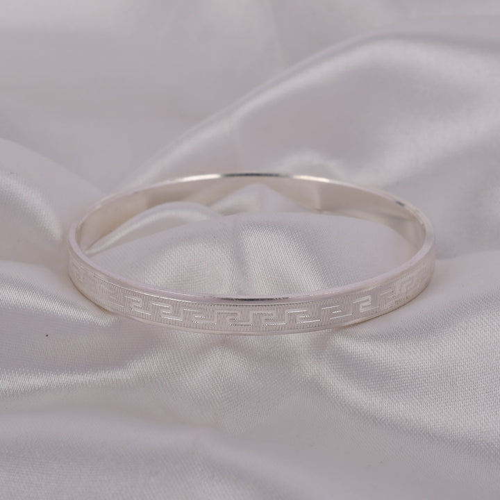 Greek Line 925 Silver Kada for Men