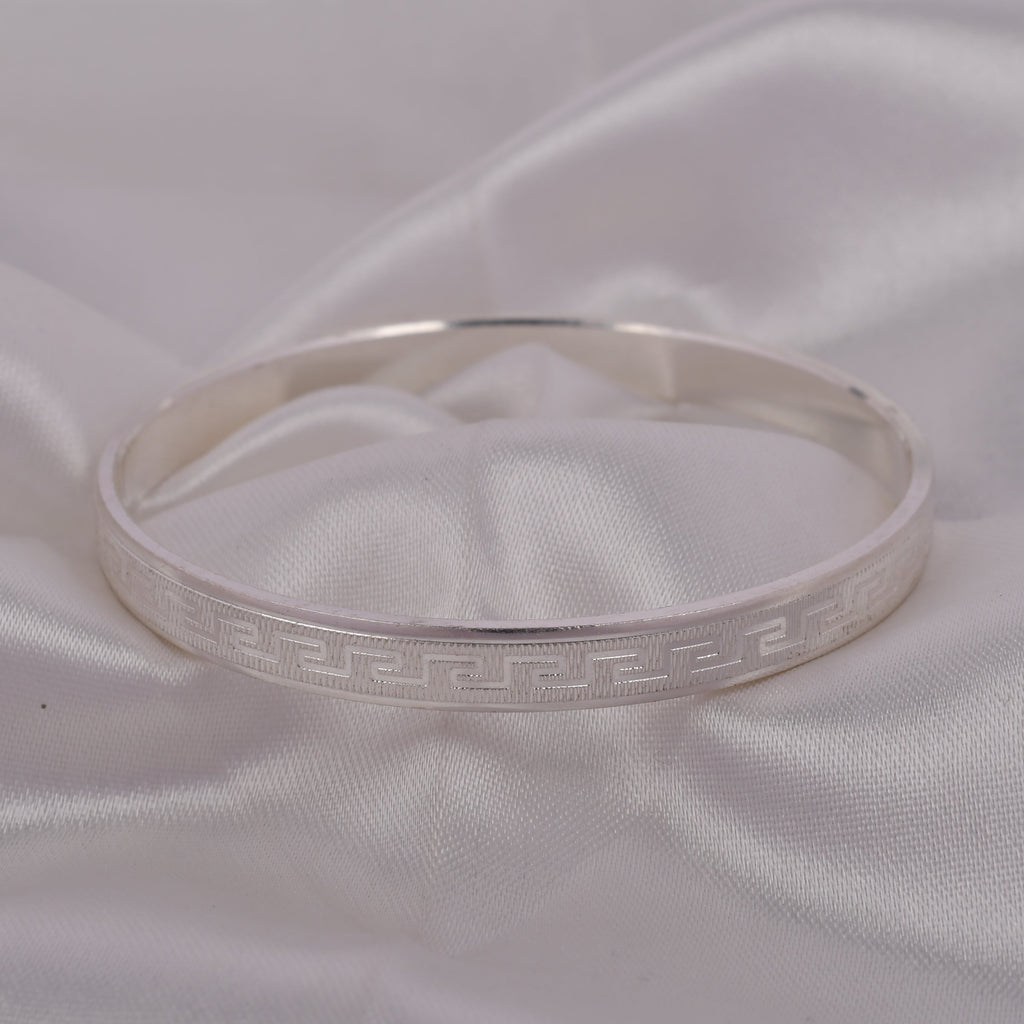 Greek Line 925 Silver Kada for Men