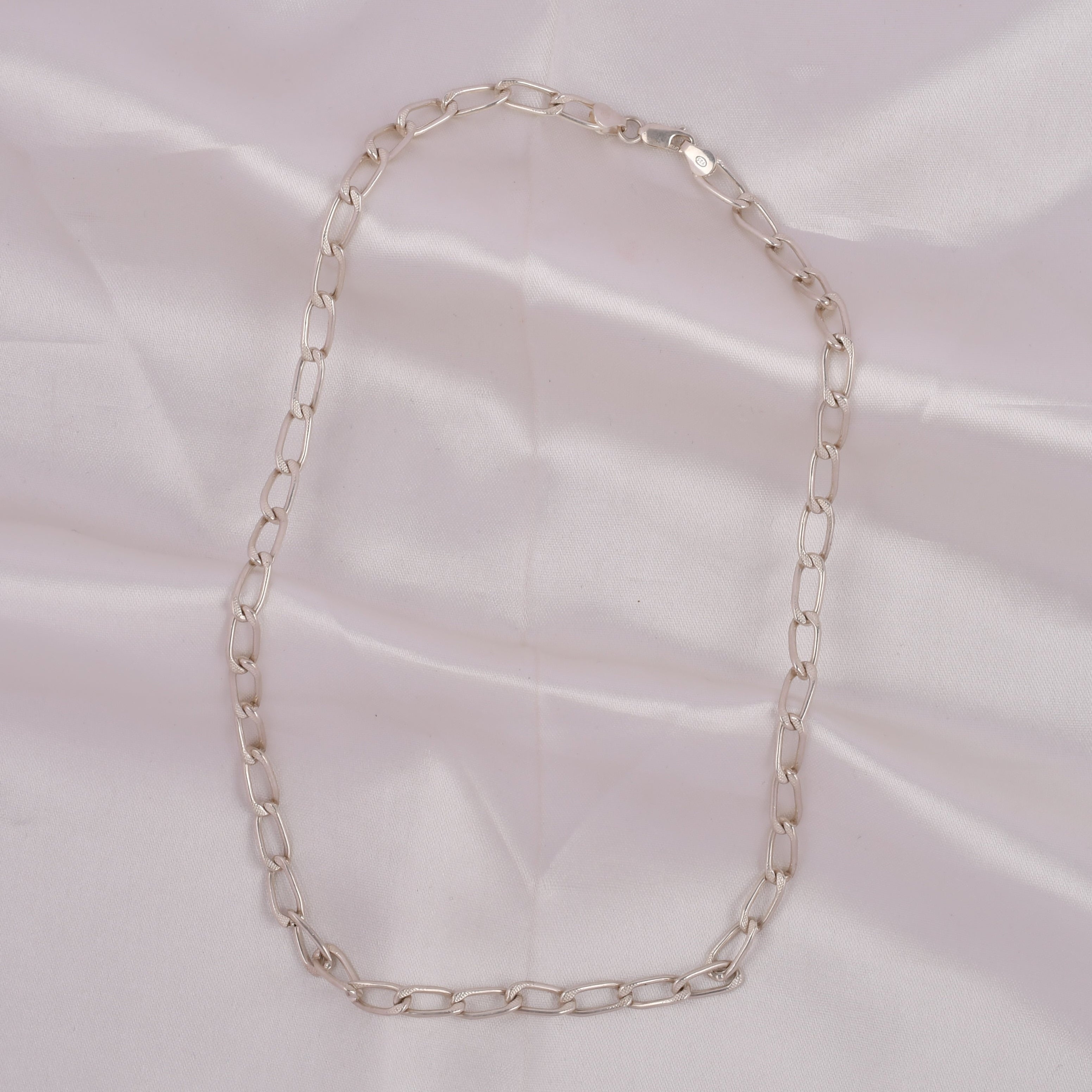 925 Sterling Silver Elongated Link Chain for Men