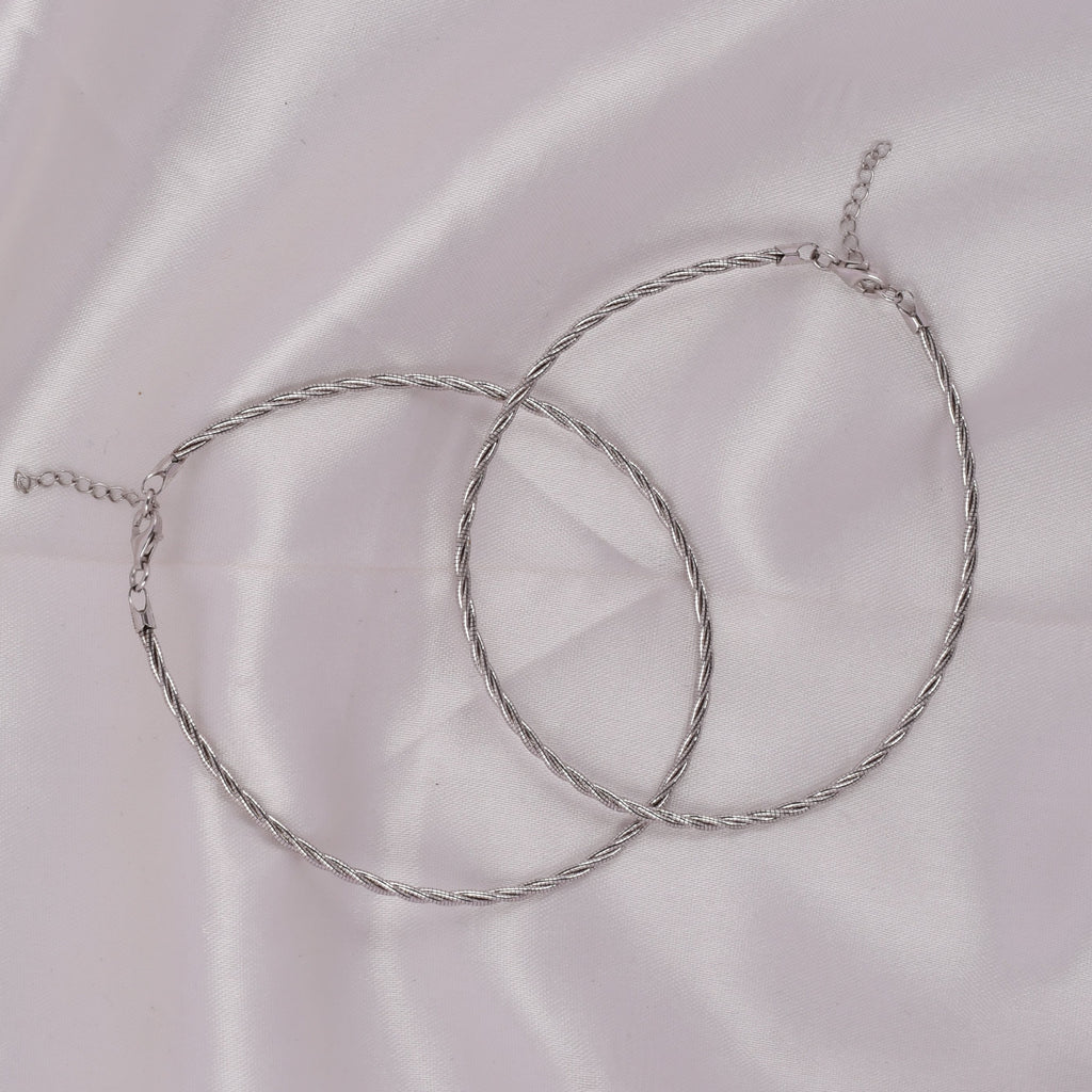 Twist Chain 925 Silver Anklet