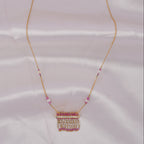 Pink Pearl Fringe Pendant with Chain