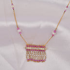 Pink Pearl Fringe Pendant with Chain