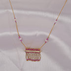Pink Pearl Fringe Pendant with Chain