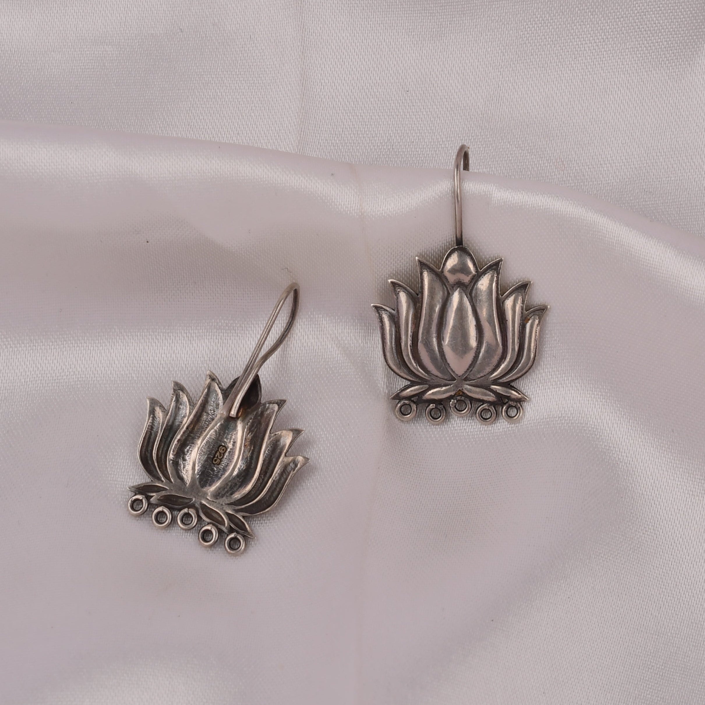 925 Silver Lotus Earrings