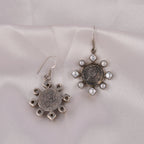 Vintage Coin Pearl 925 Silver Earrings