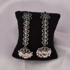 Emerald Drop Pearl Jhumka Earrings