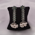 Emerald Drop Pearl Jhumka Earrings